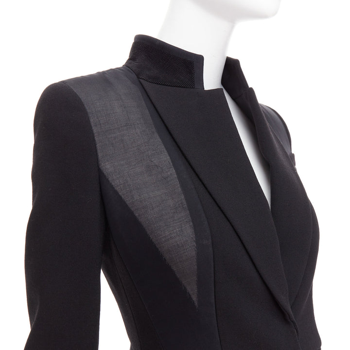 GIVENCHY 2012 Runway black structural sheer overlay peplum blazer