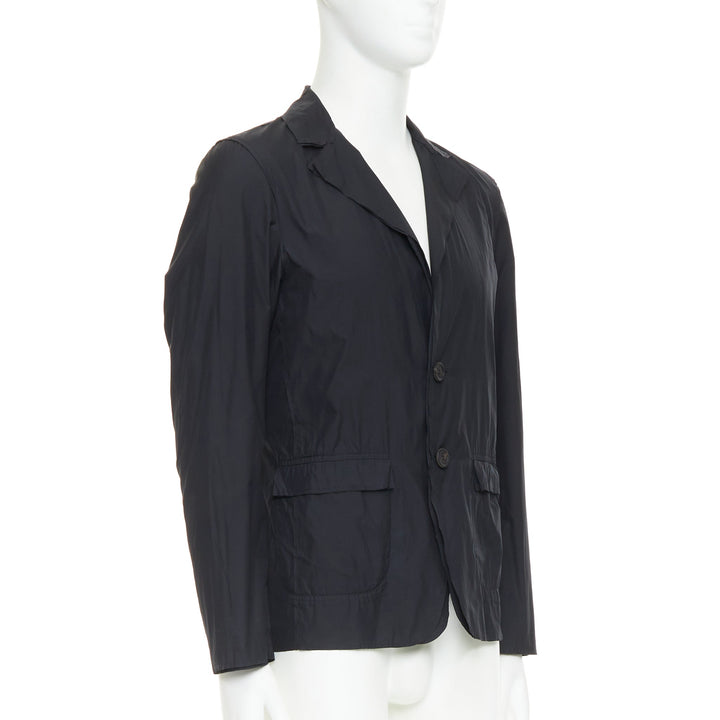 LANVIN black light double layer fabric raw edges blazer jacket FR44 XS