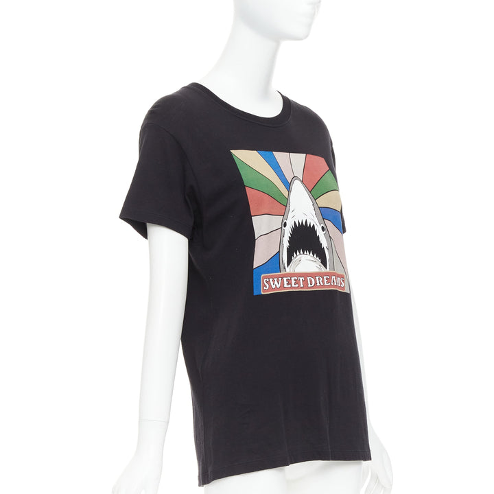 SAINT LAURENT 2016 Sweet Dreams black shark rainbow cotton tshirt XS