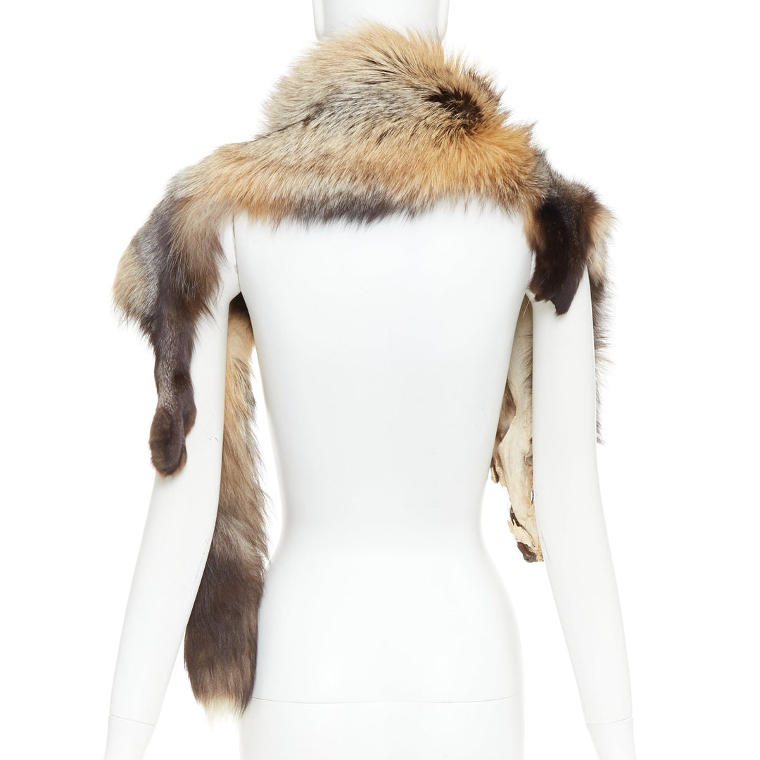 Brown ombre genuine fur animal scarf stole