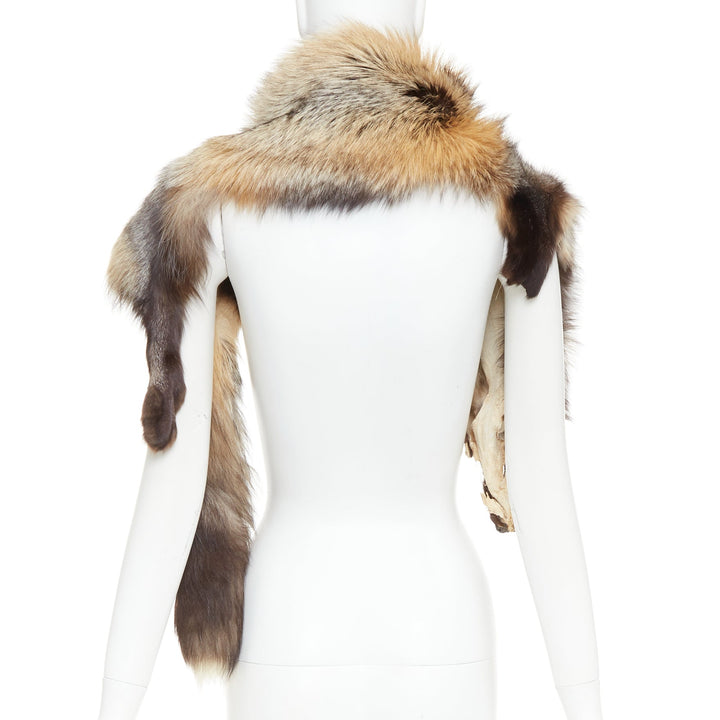 Brown ombre genuine fur animal scarf stole