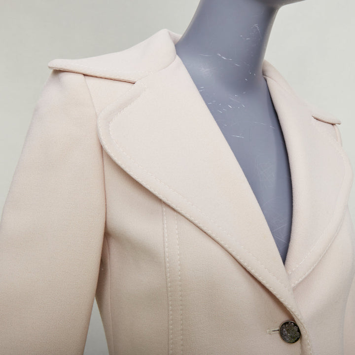 DOLCE GABBANA cream virgin wool tulip collar cropped blazer IT36 XXS