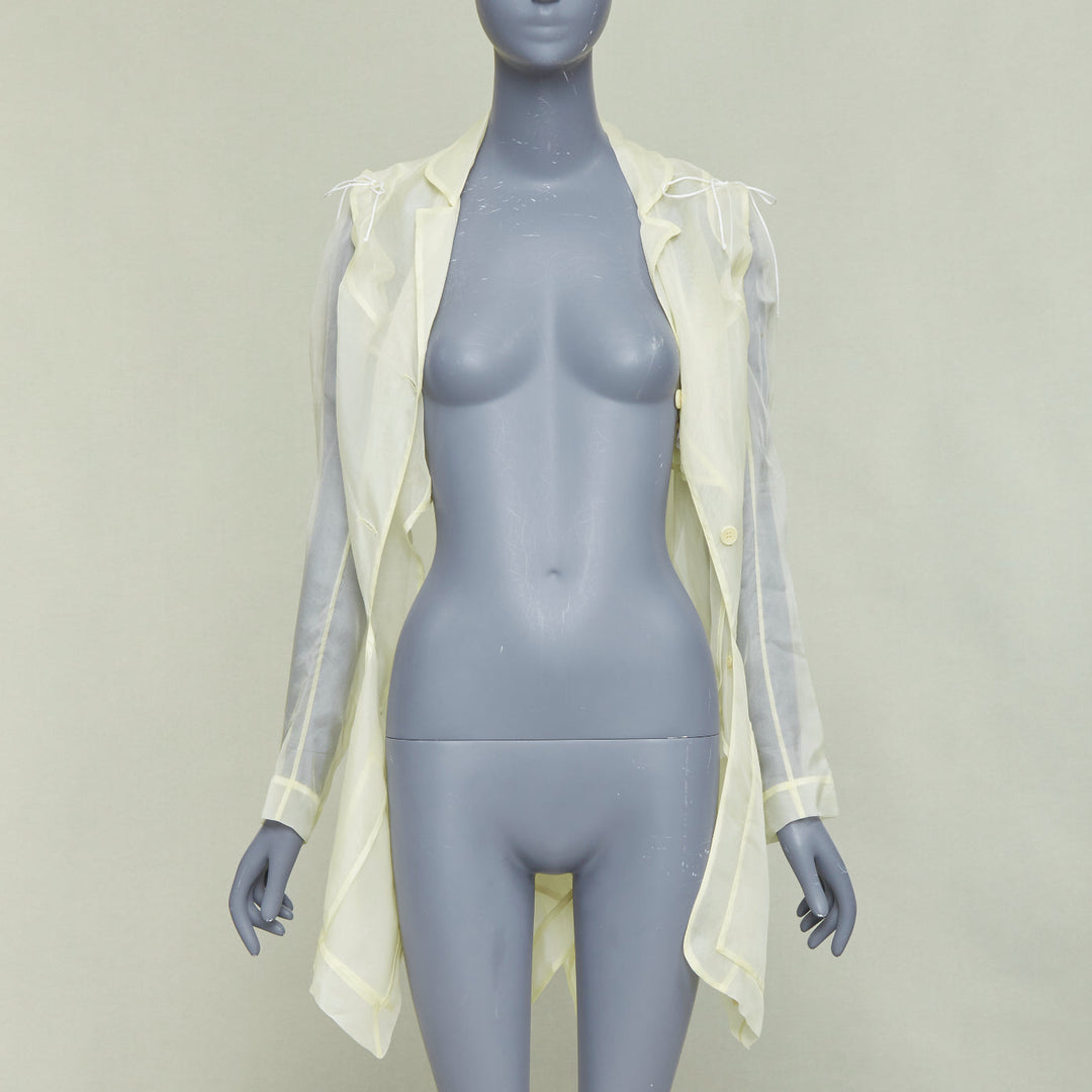 CECILIE BAHNSEN Jaughna buttermilk yellow 100% silk deconstructed blazer UK8 S