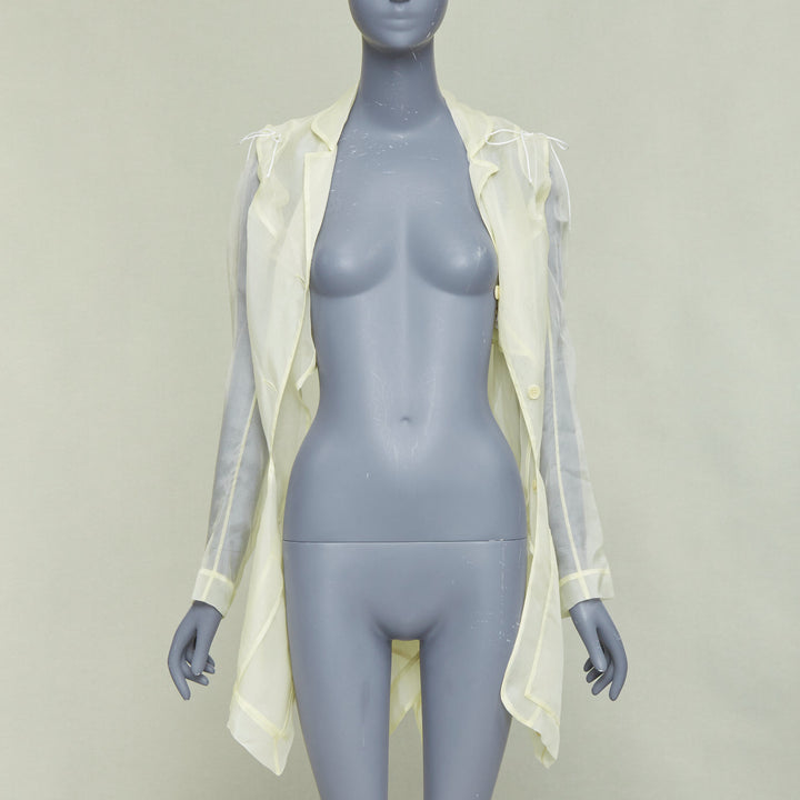 CECILIE BAHNSEN Jaughna buttermilk yellow 100% silk deconstructed blazer UK8 S