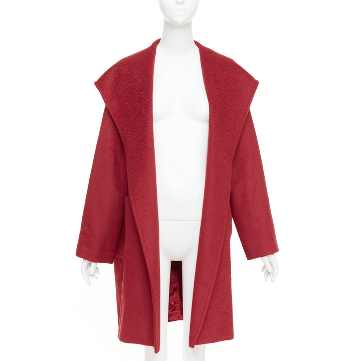 MAX MARA Rialto 100% camel hair red pocketed belted wrap robe coat IT44 L
