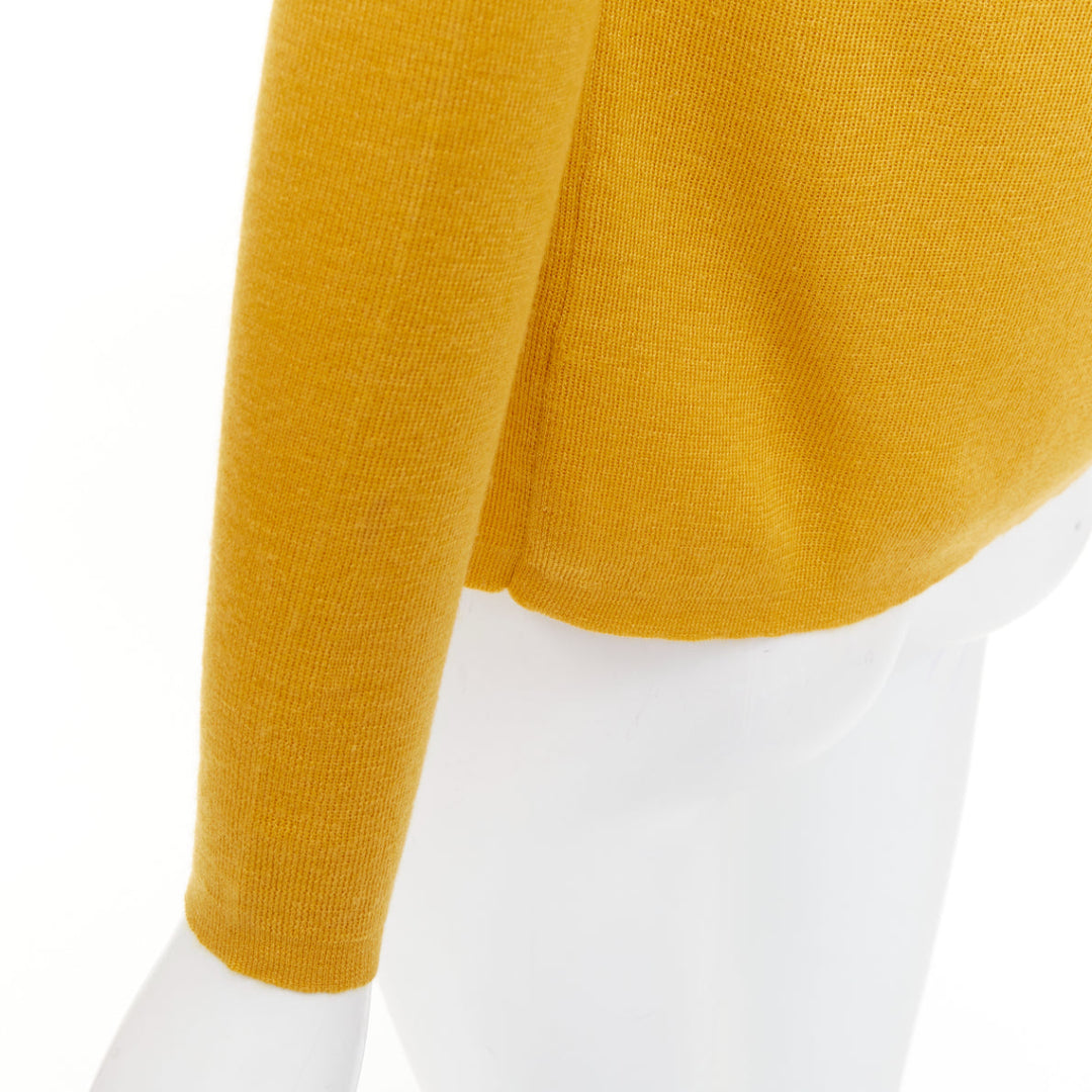 PRADA Vintage  yellow cashmere silk high neck vest cardigan sweater set IT42 M