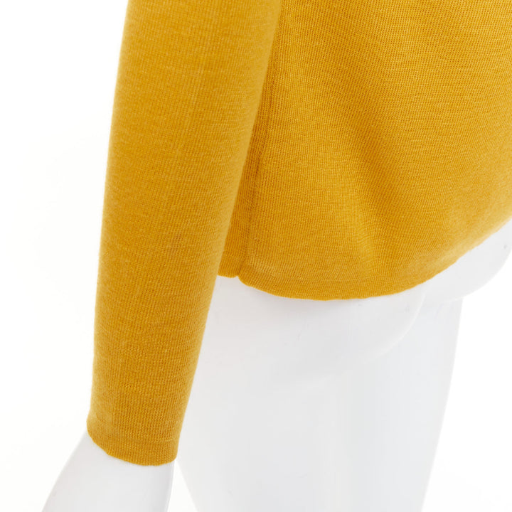 PRADA Vintage  yellow cashmere silk high neck vest cardigan sweater set IT42 M