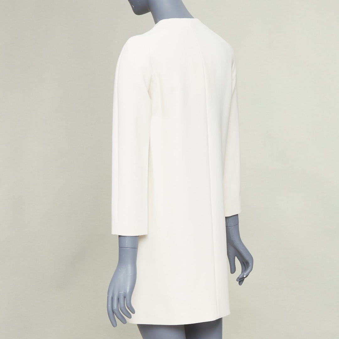 THE ROW Orga off white beige stretch-cady crepe neck zip shift dress US0 XS