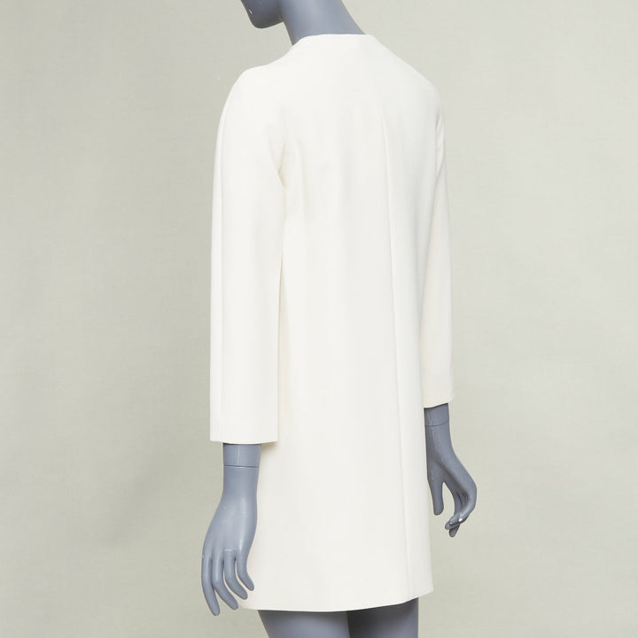 THE ROW Orga off white beige stretch-cady crepe neck zip shift dress US0 XS