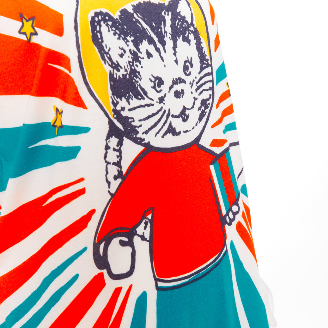 GUCCI 2017 LOVED Space Cat Astronaut embroidered beaded orange blue t-shirt S
