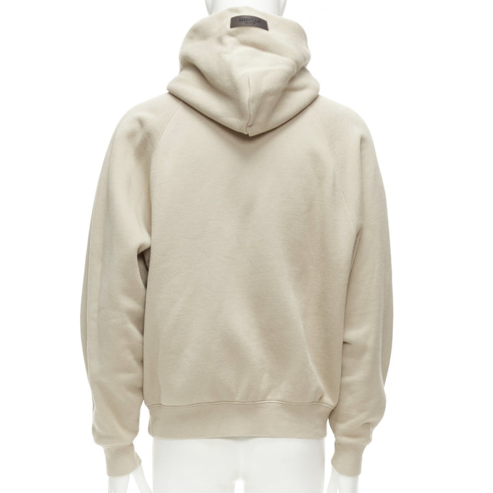 FEAR OF GOD Essentials stone grey pockets cropped hoodie top S