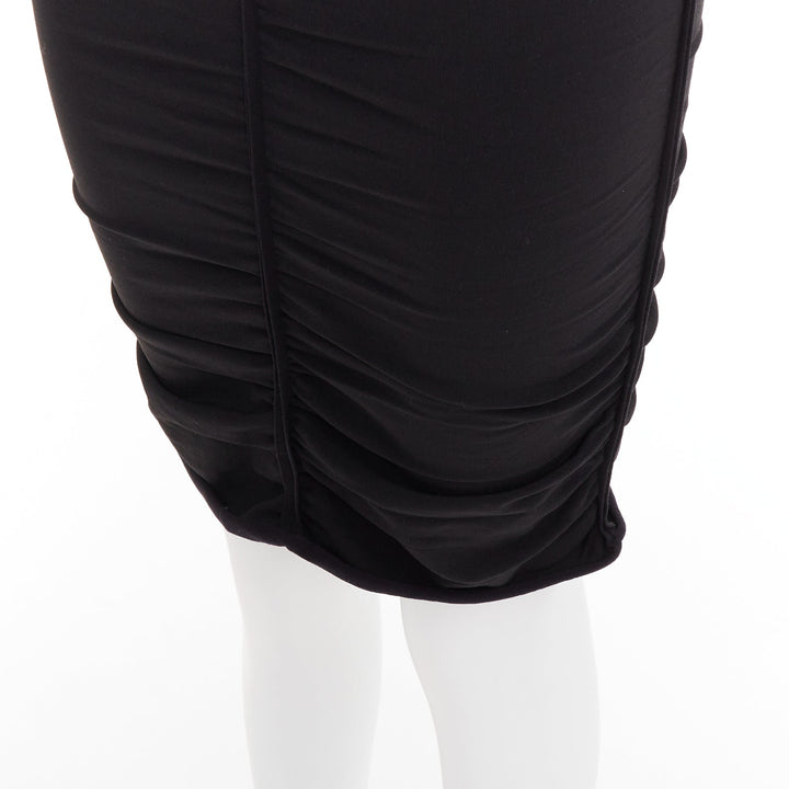 ALEXANDER WANG black ruched gathered high waisted pencil skirt S
