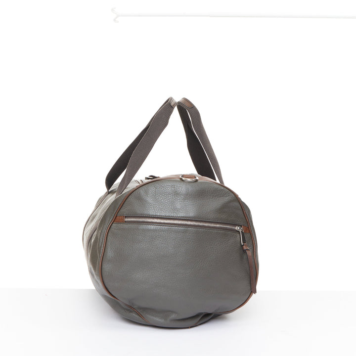 DOLCE GABBANA 2005 grey distressed leather canvas strap duffel travel bag