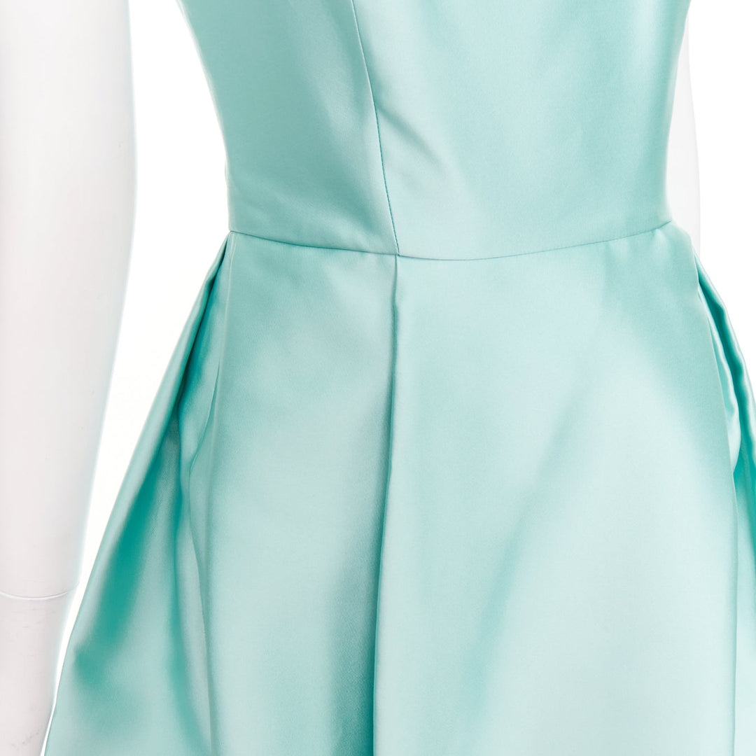ROCHAS RCA421A mint green silk satin peter pan collar skater dress IT42 M