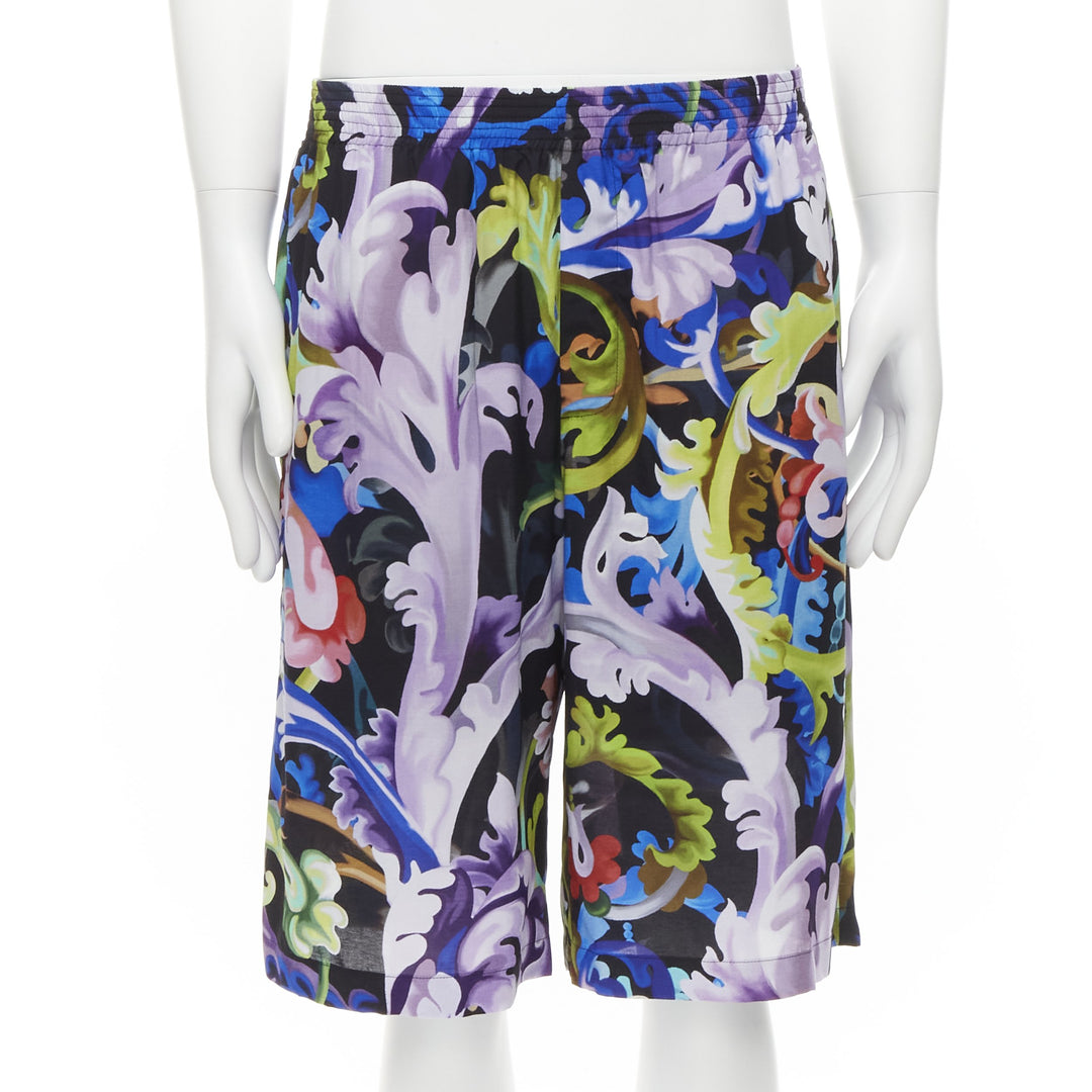 VERSACE 2021 Runway Baroccoflage floral baroque wide shorts IT46 S