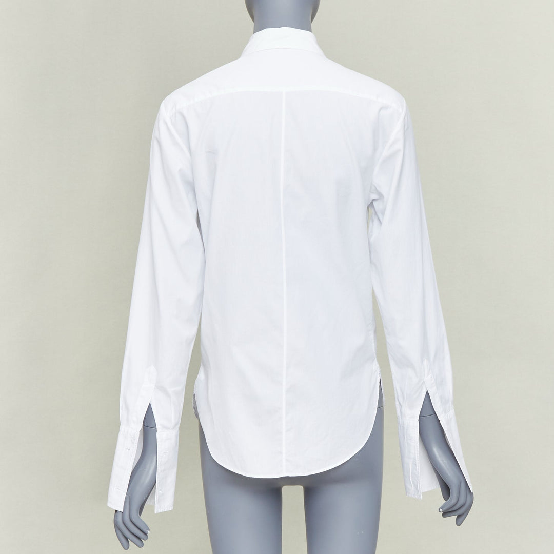 CHRISTIAN DIOR white cotton pique CD Bee embroidered dress shirt FR34 XS