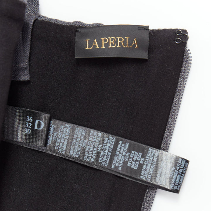 LA PERLA grey virgin wool gold studs cropped bustier top IT36D S