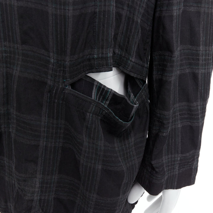 YOHJI YAMAMOTO Homme Plus grey checked slashed pocket blazer jacket JP2 M