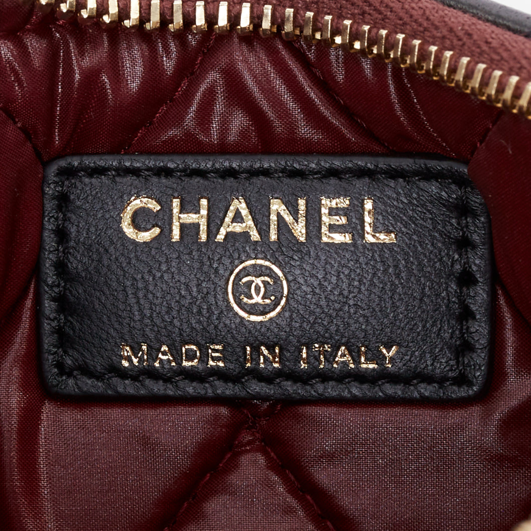 CHANEL Classic Small Zipped Pouch smooth lambskin  gold tone metal pouch