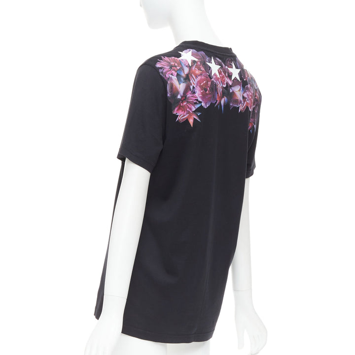 GIVENCHY Riccardo Tisci purple flower white star black tshirt XS
