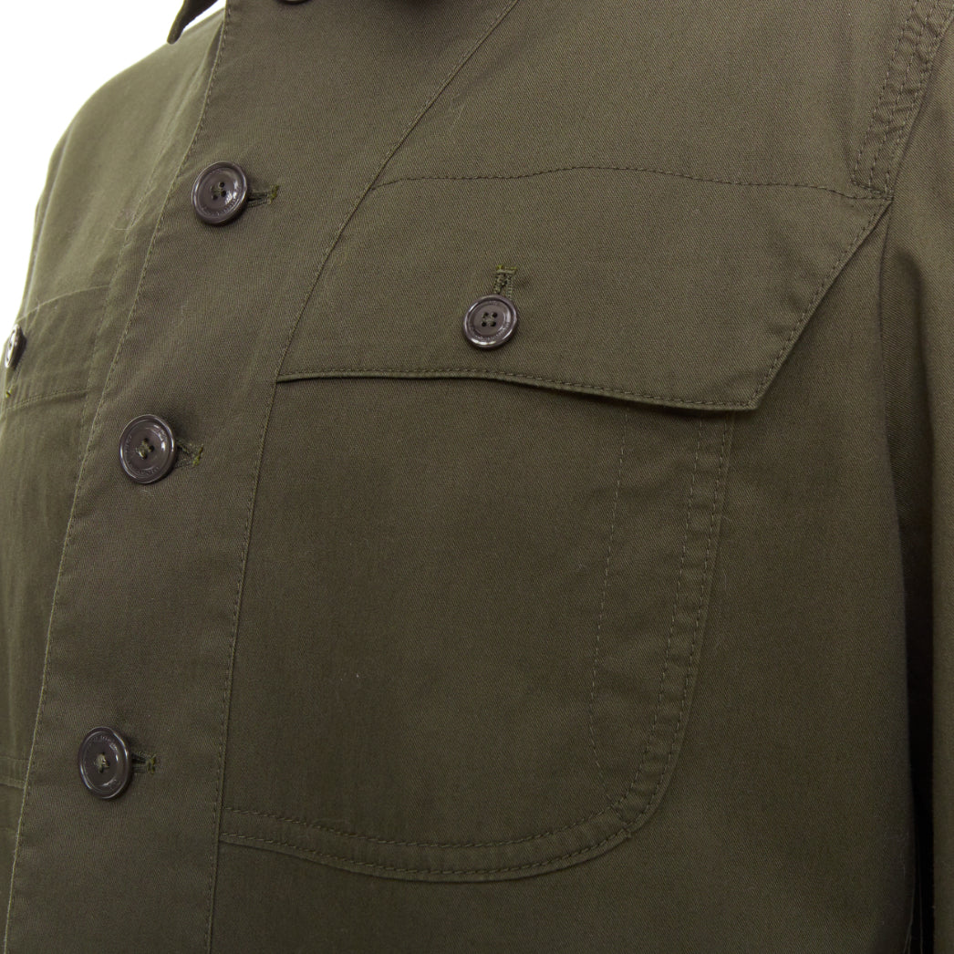 Y3 YOHJI YAMAMOTO khaki green cotton curved hem military overshirt jacket JP3 L