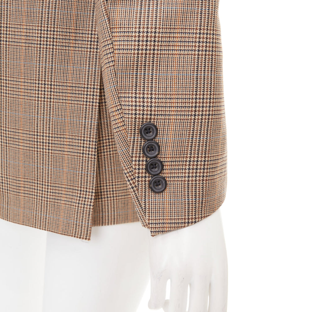 R13 2019 Runway Shawl brown wool leopard shawl collar check blazer S