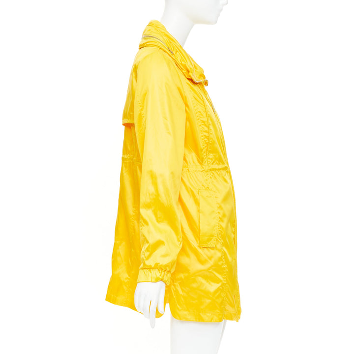 MONCLER sunshine yellow nylon patch logo technical packable rain parka XL