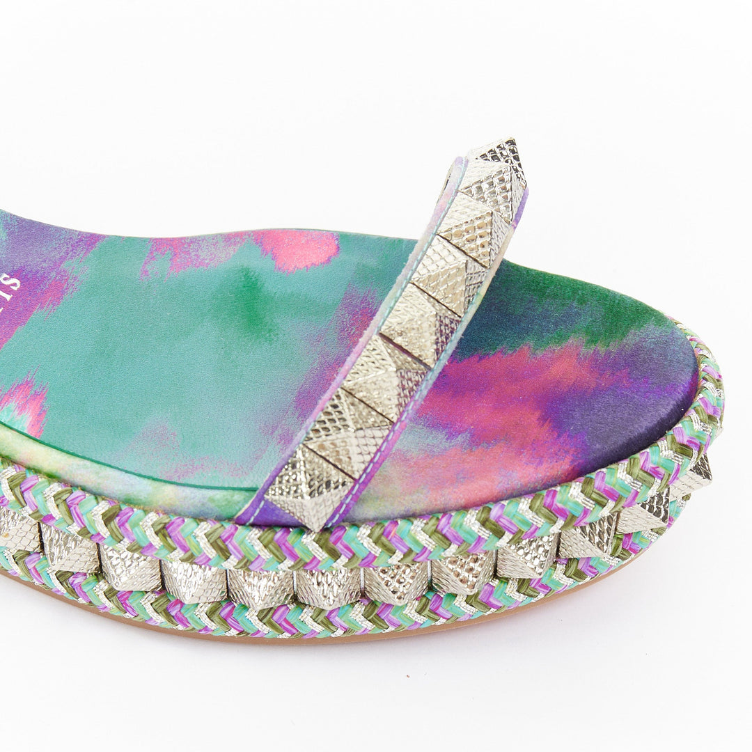 CHRISTIAN LOUBOUTIN Pyraclou 60 tie dye studded espadrille wedges EU37
