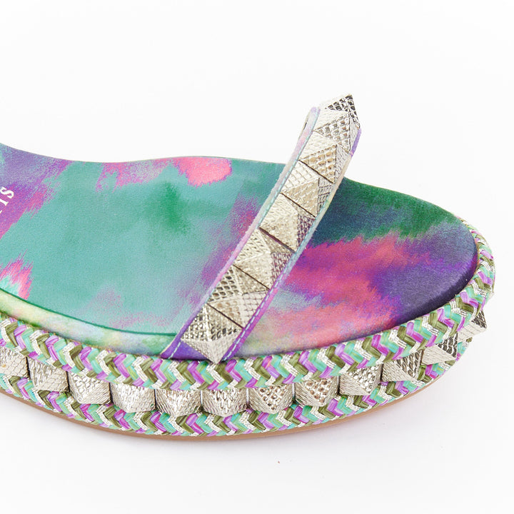 CHRISTIAN LOUBOUTIN Pyraclou 60 tie dye studded espadrille wedges EU37