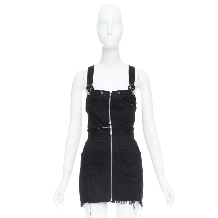 REDONE LEVI'S black cotton recontructed zipper pocketed dress XS