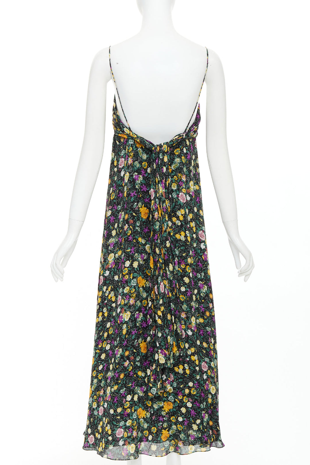 CELINE Hedi Slimane yellow purple floral print viscose dress FR38 M