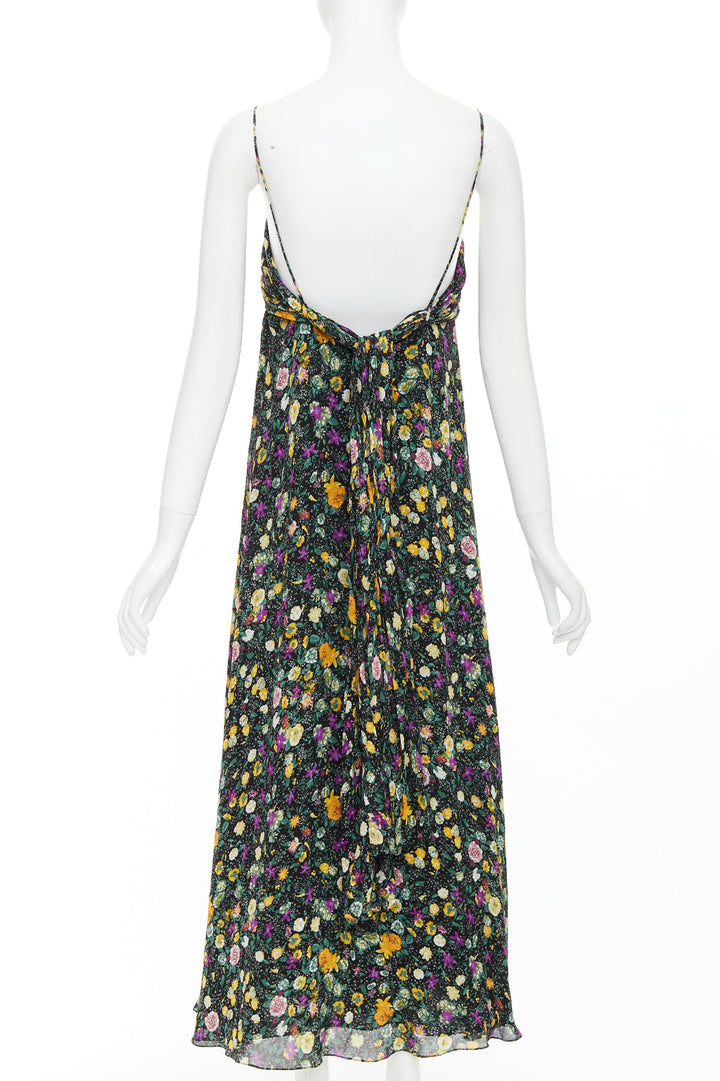 CELINE Hedi Slimane yellow purple floral print viscose dress FR38 M