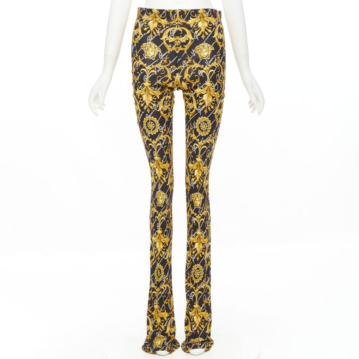 VERSACE 2020 Runway Gianni Signature Medusa Barocco gold flare pants IT42 M