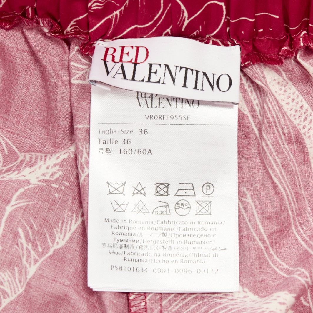 RED VALENTINO 2020 Tropical Parrot high waist casual red cream shorts IT36 XXS