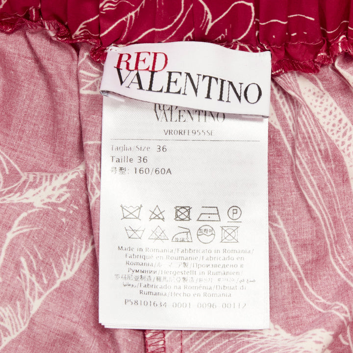 RED VALENTINO 2020 Tropical Parrot high waist casual red cream shorts IT36 XXS