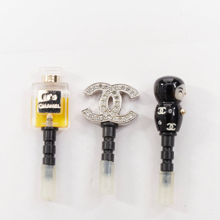 CHANEL No.5 Perfume Pave Crystal Babushka Doll phone charm plug Set of 3