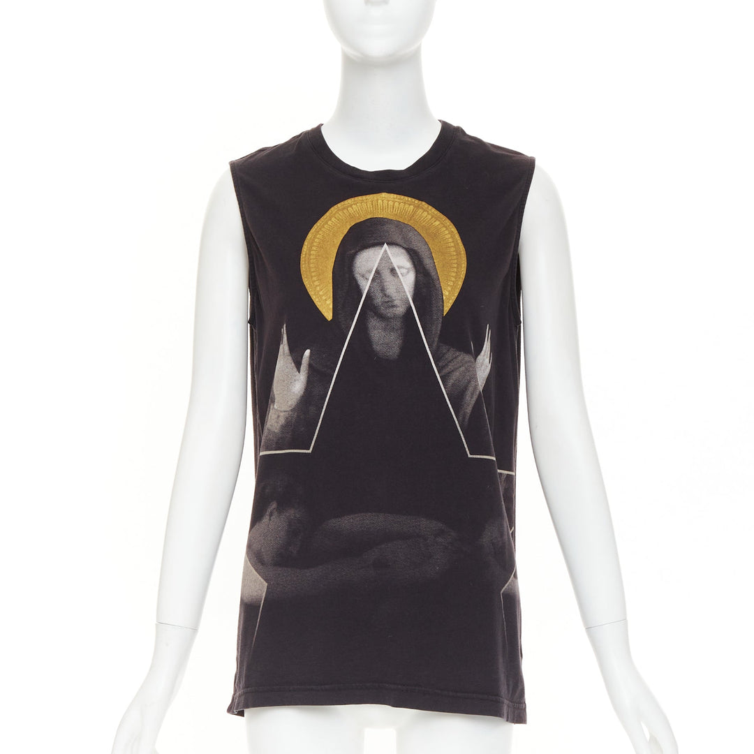GIVENCHY 2011 Lane Crawford Madonna Graphic foil print cotton muscle tank top S