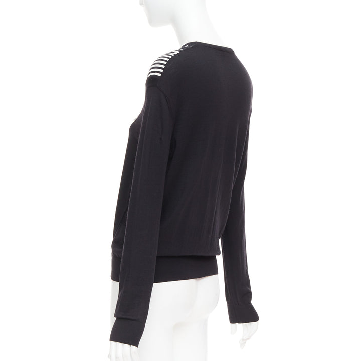 STELLA MCCARTNEY 2016 black white virgin wool silk trim long sleeve sweater
