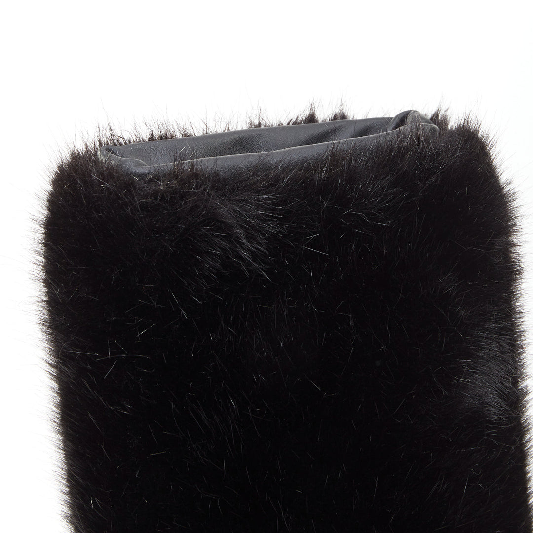 ALEXANDRE VAUTHIER COUTURE 2023 Runway black faux fur tall stiletto boots EU40