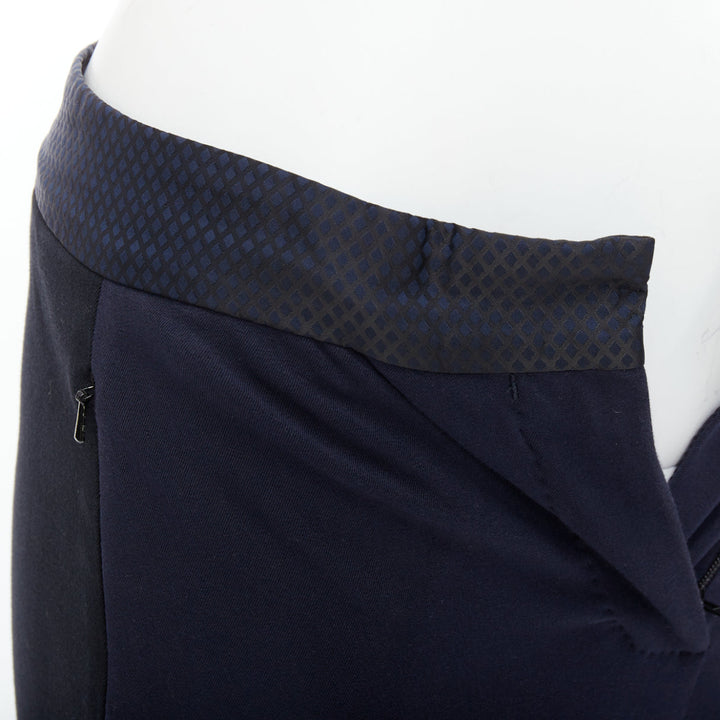 PAUL SMITH navy cotton blend black grid print waistband trousers IT38 XS