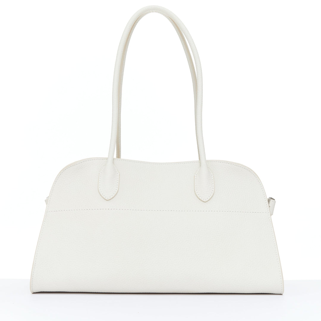 THE ROW 2024 Margaux Shoulder 12 ecru grained calfskin leather tote bag