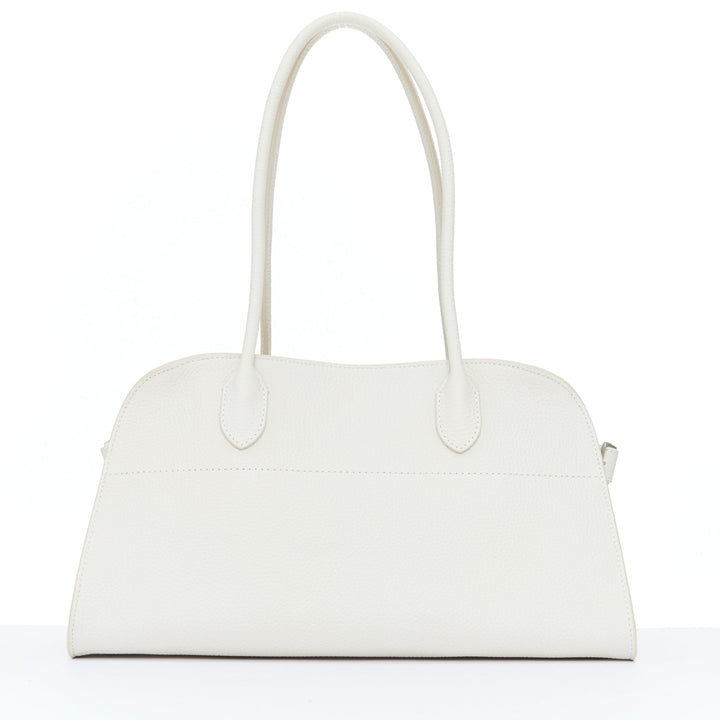 THE ROW 2024 Margaux Shoulder 12 ecru grained calfskin leather tote bag