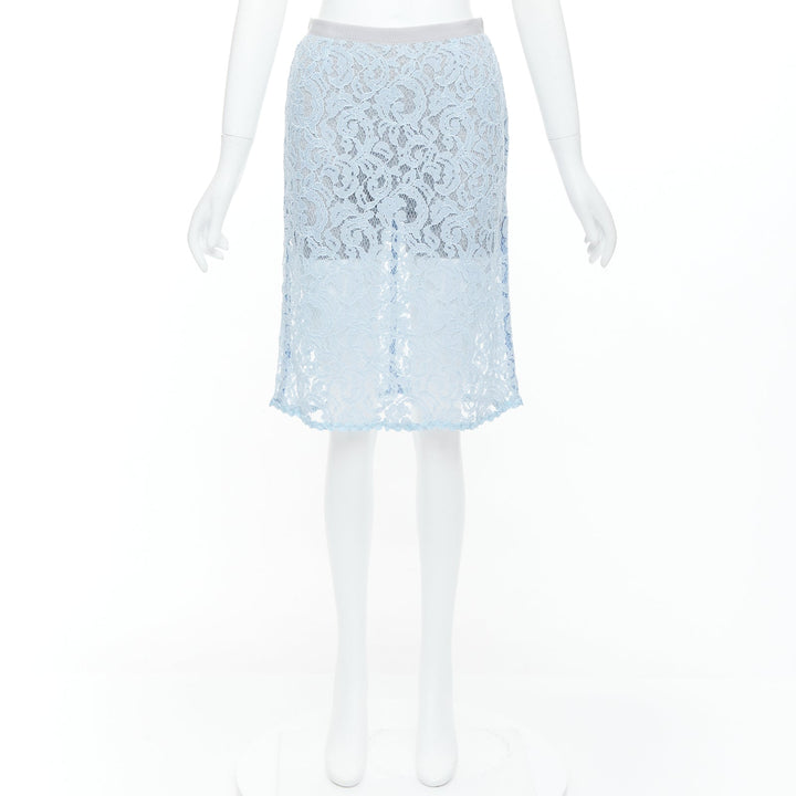 SACAI LUCK light blue rayon blend lace grey lined skort skirt JP1 S