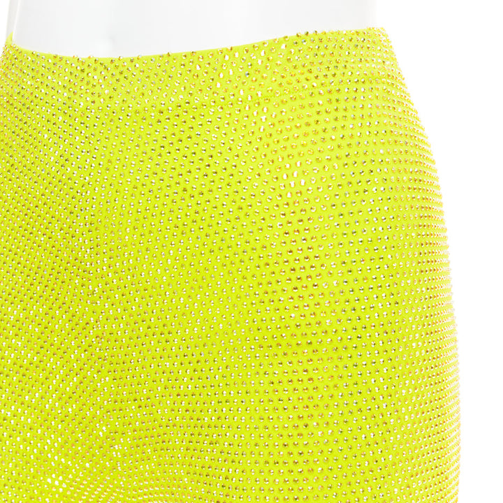ALEXANDRE VAUTHIER AW2023 neon yellow strass crystal embellished legging pants