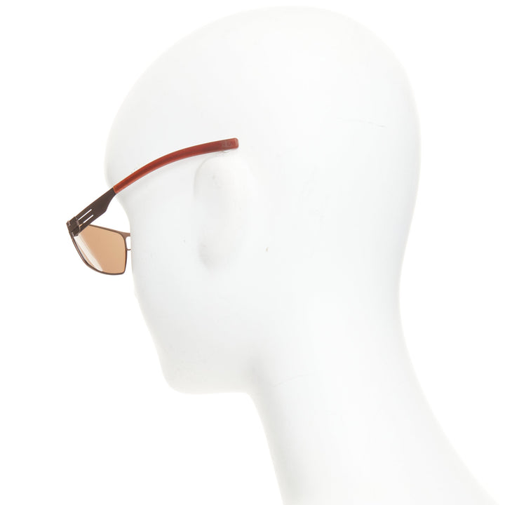 IC BERLIN Classic Carl brown sheet metal rectangular eyewear sunglasses