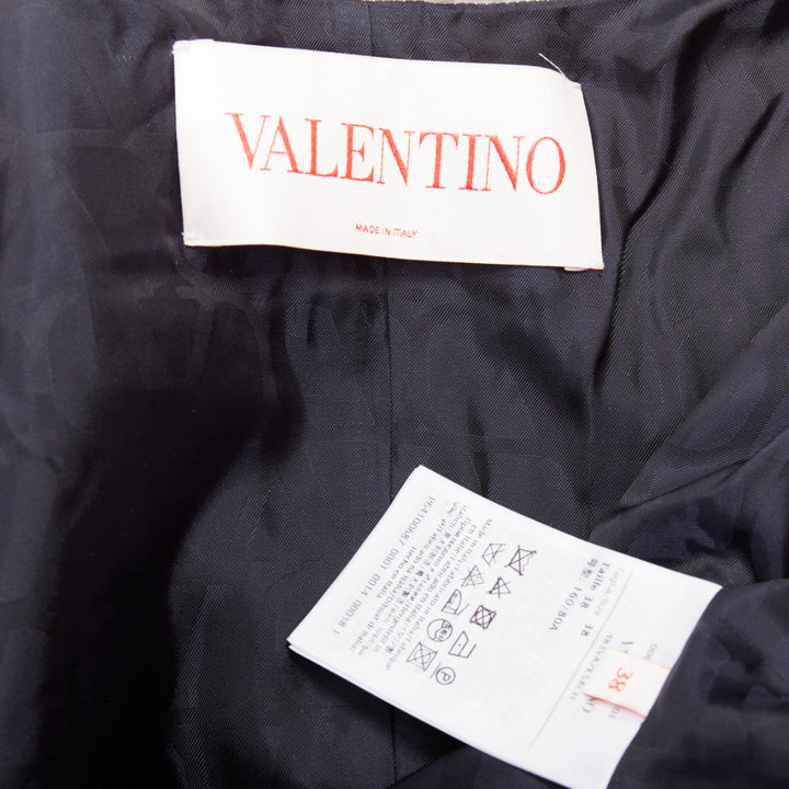 VALENTINO 2023 Retro Mini cream navy boucle tweed V logo mini dress IT38 XS