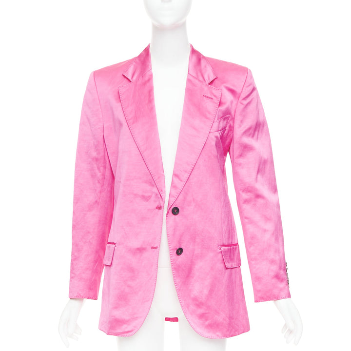 TOM FORD orchid pink satin handstitched lapel oversized blazer jacket IT36 XXS