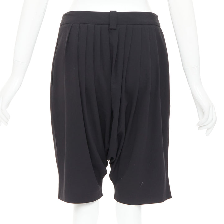 GIVENCHY black pleated front drop crotch harem knee length shorts FR38 M