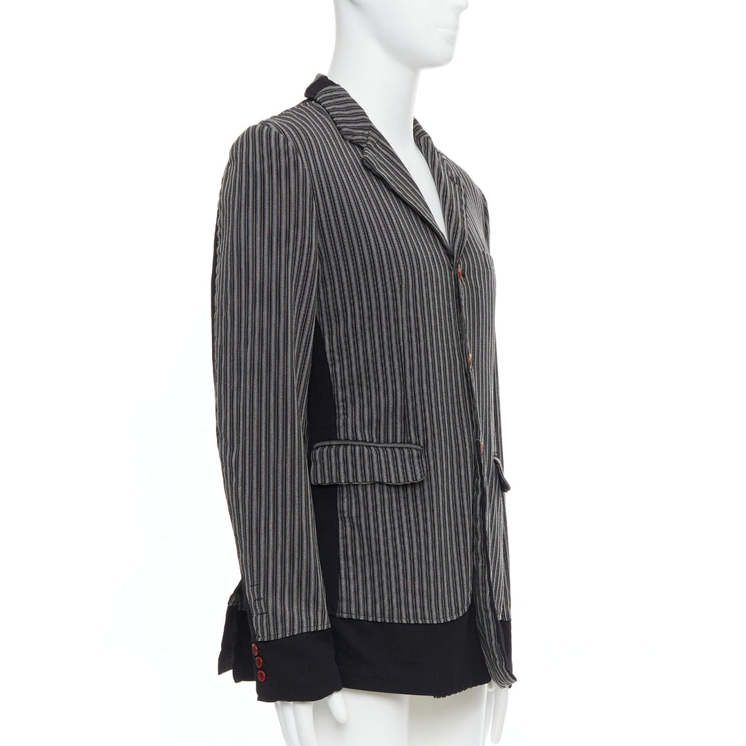 COMME DES GARCONS HOMME PLUS Evergreen grey black striped layered blazer M