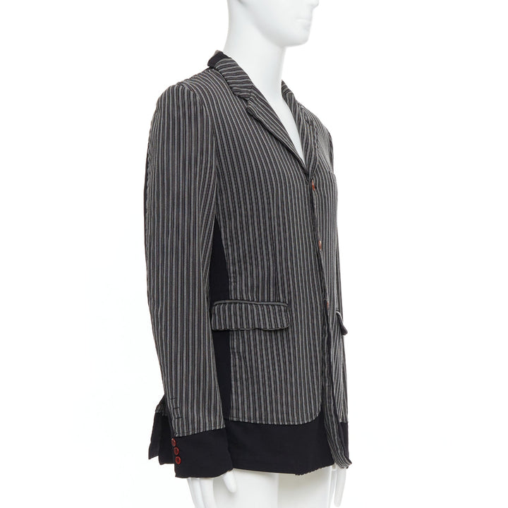 Male mannequin wearing Comme Des Garcons HOMME PLUS Evergreen Grey Feels like wool Men Blazers in Size  M | Available at JHROP